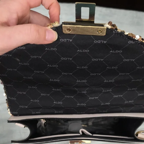 Aldo Pink and Gold Sequined Satchel / Crossbody - Picture 5 of 16